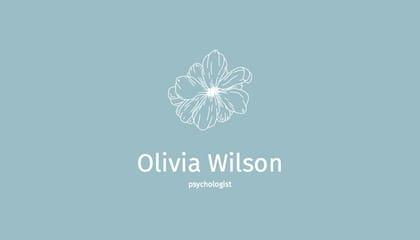 Light Blue Elegant Flower Psychologist Business Card