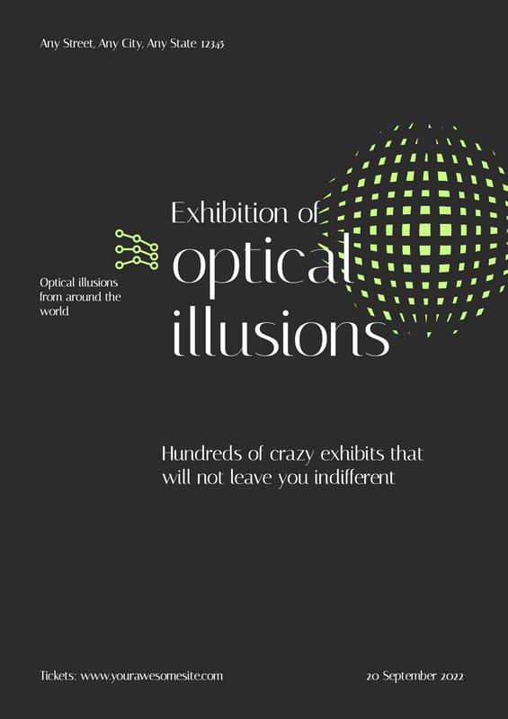 Exhibition of Optical Illusions Black And Green Poster