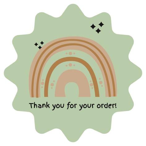 Green Star Thank You For Order Sticker
