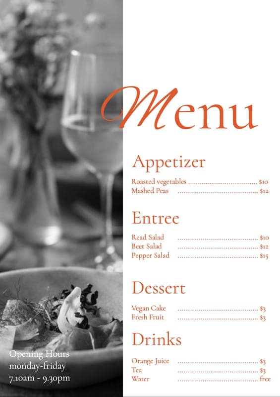 White Black Elegant Menu