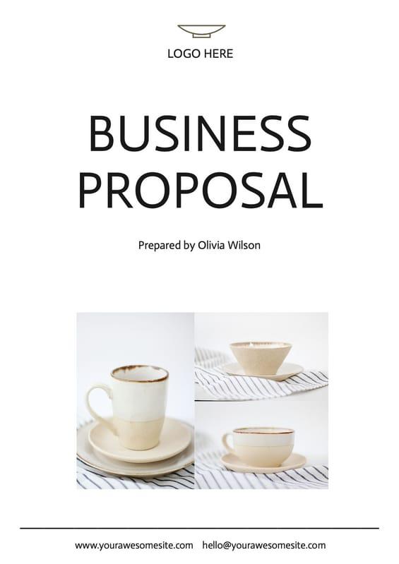 White Minimal Dish Kitchen Business Proposal