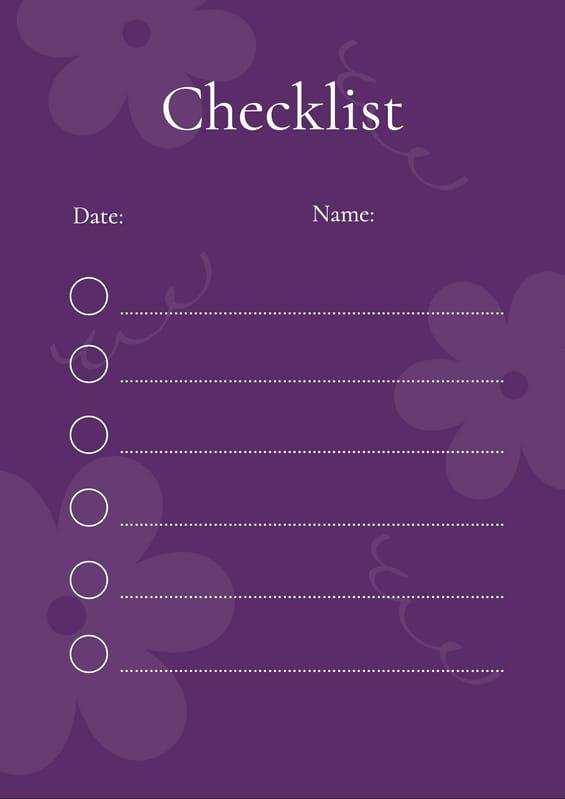 Purple Abstract Flower Checklist