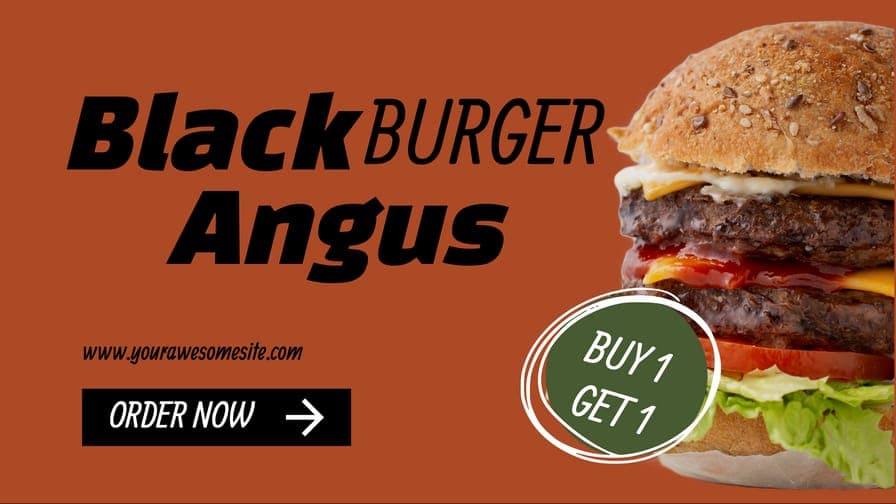 Black Angus Burger Red Banner