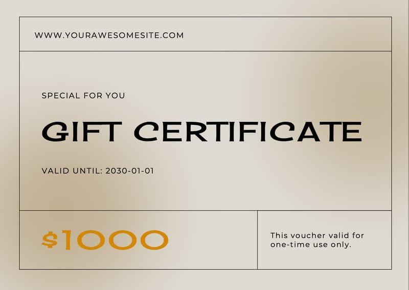 Modern Voucher Beige Gift Certificate