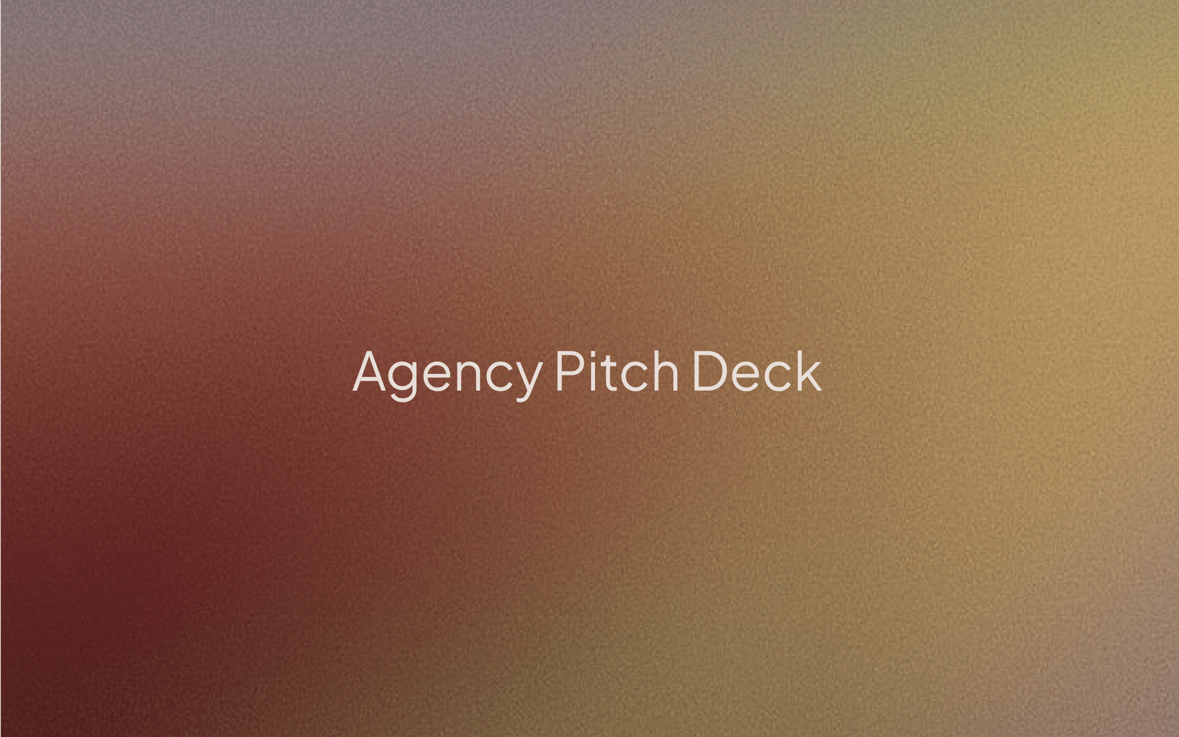 Agency pitch deck