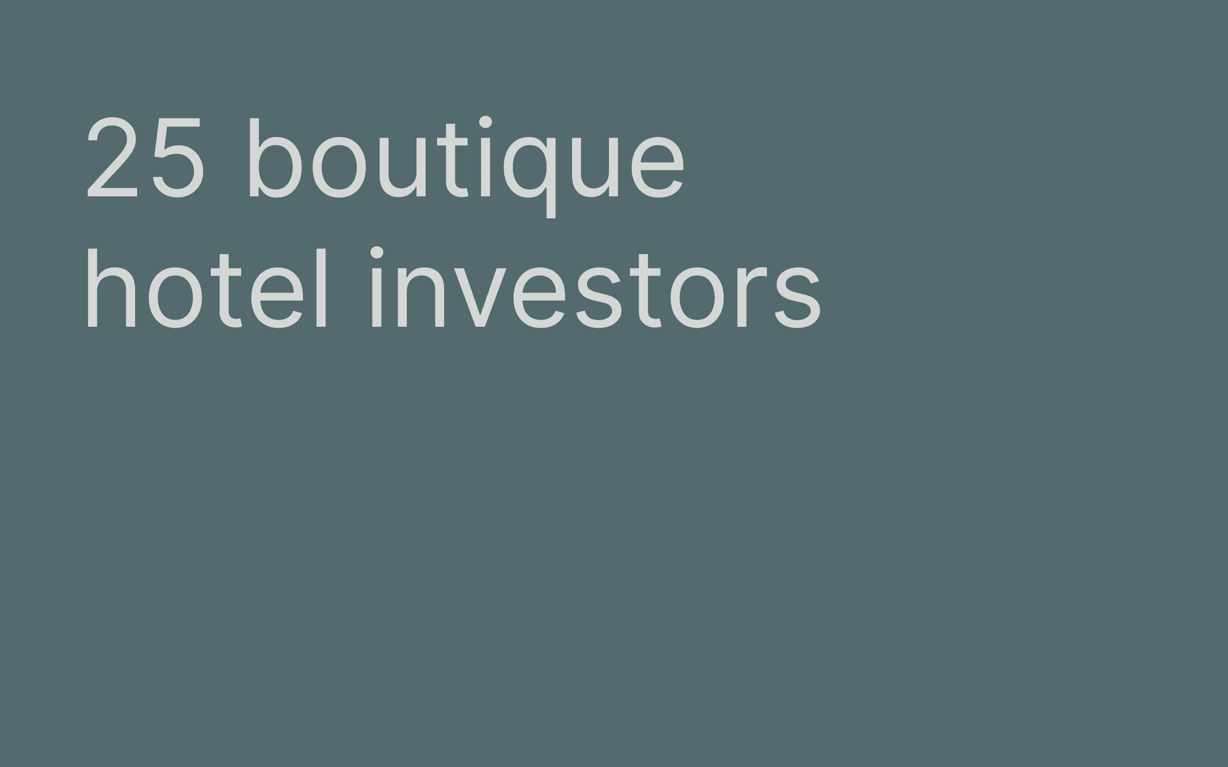 Boutique hotel investors hero