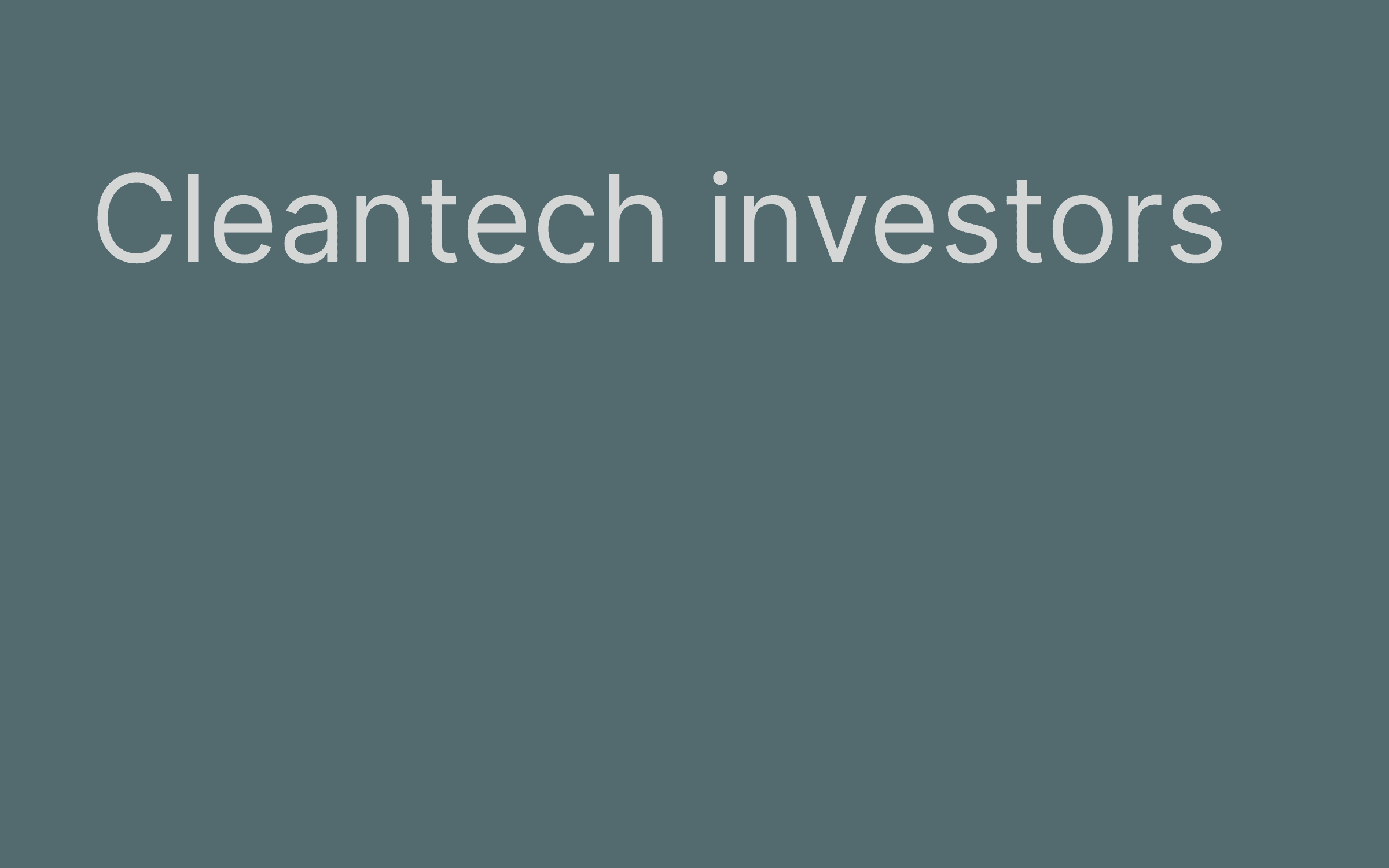 Cleantech investors hero