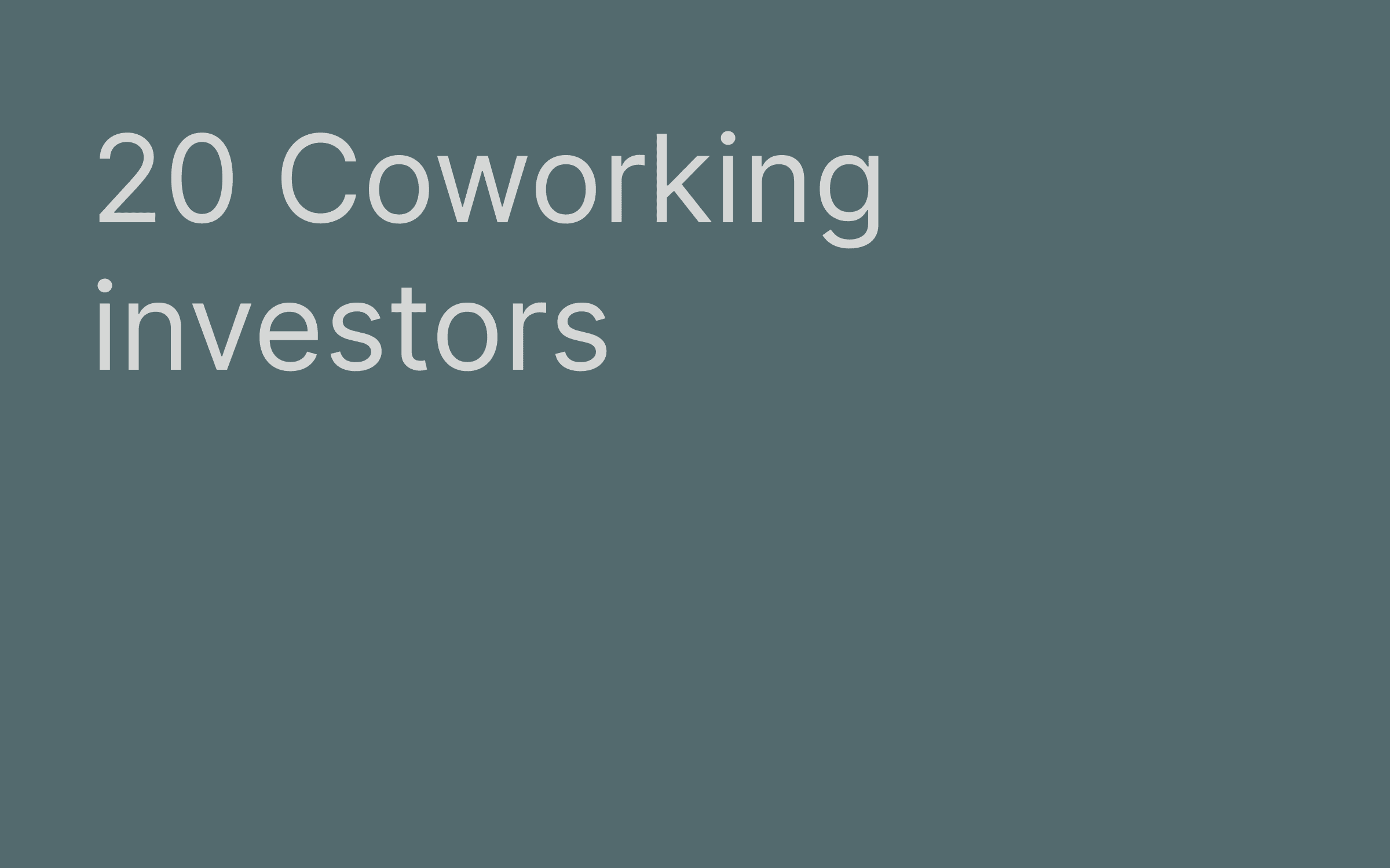 Coworking investors hero