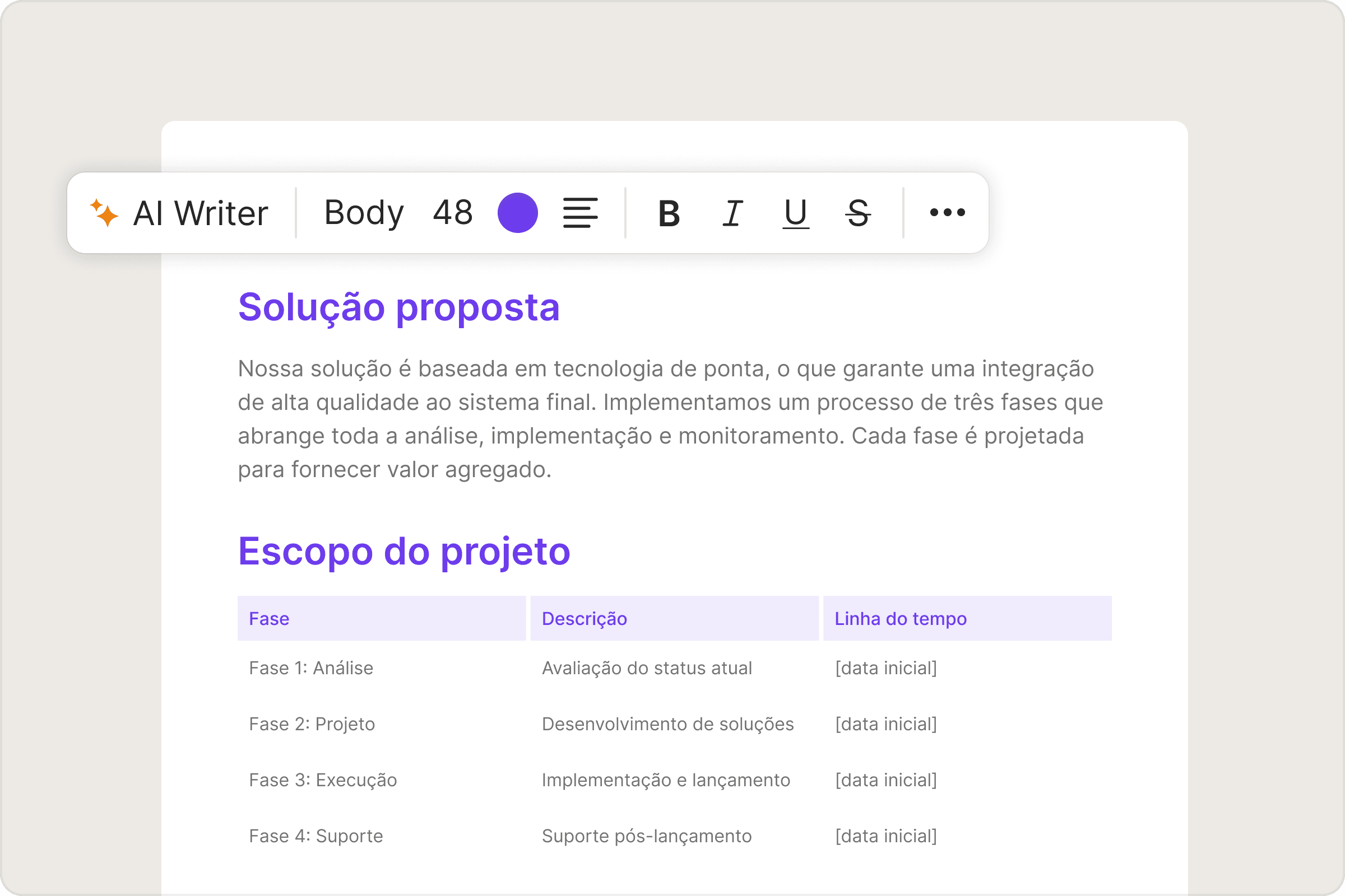 Editor documentos propostas