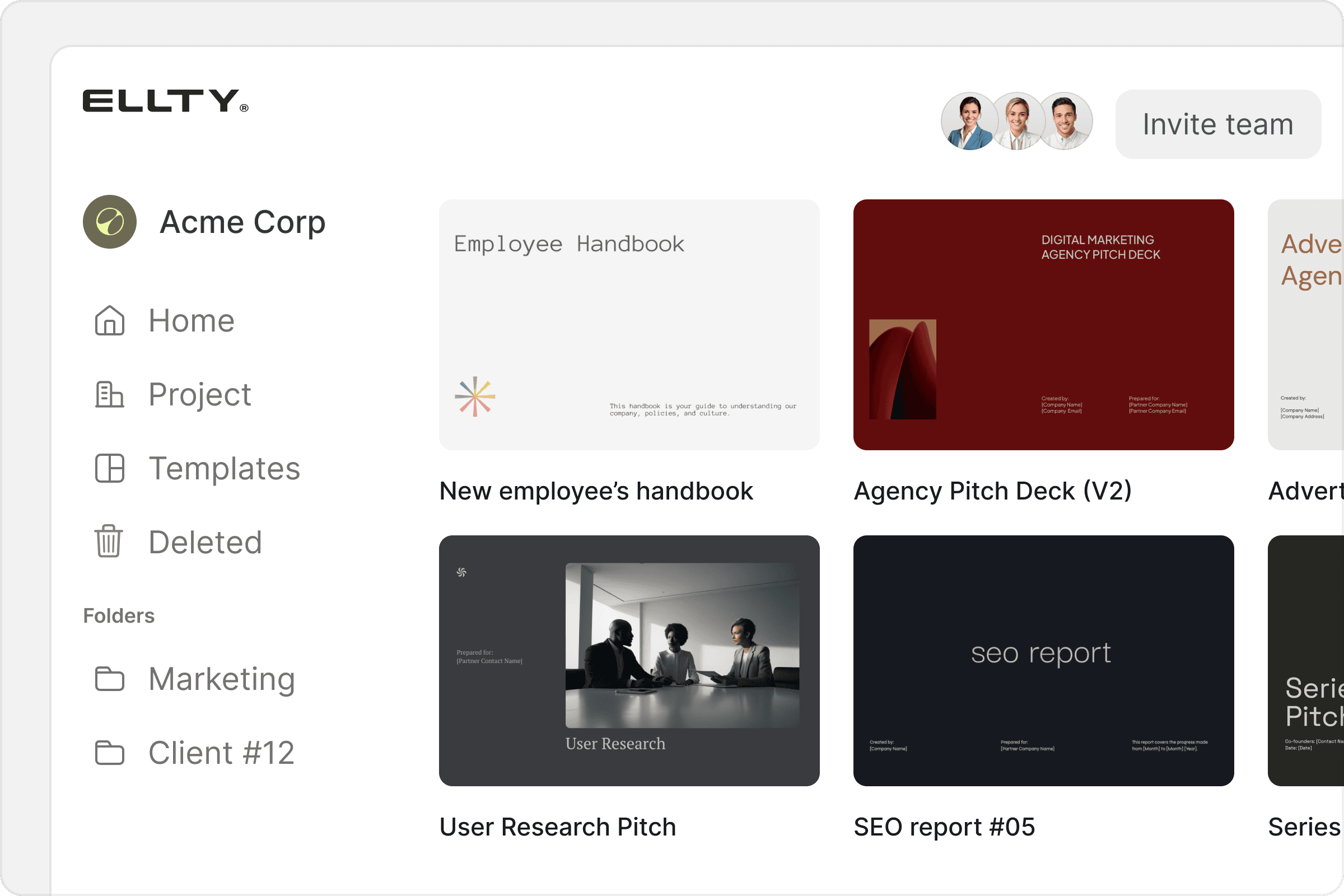 Ellty dashboard