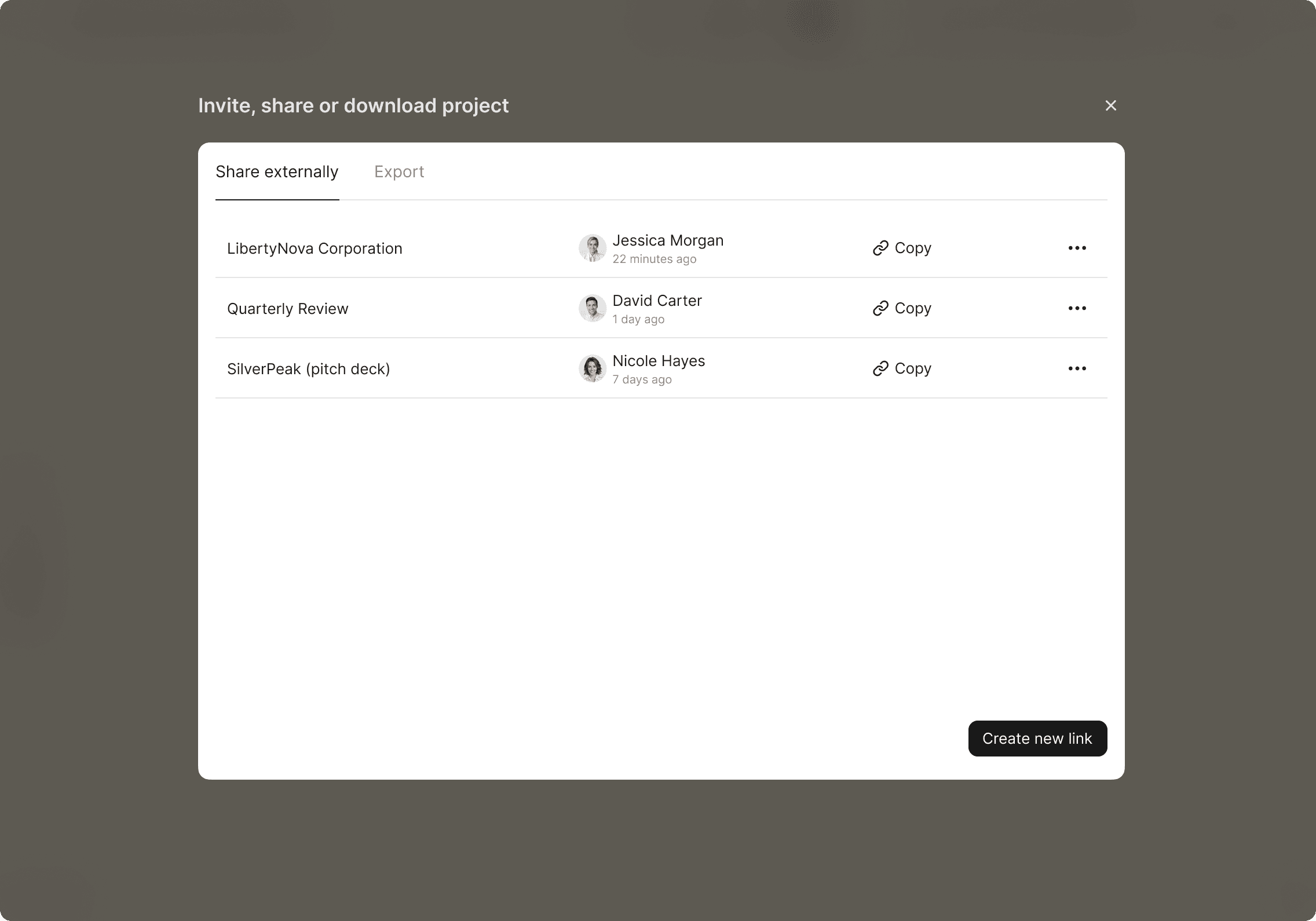 New feature - Share interface
