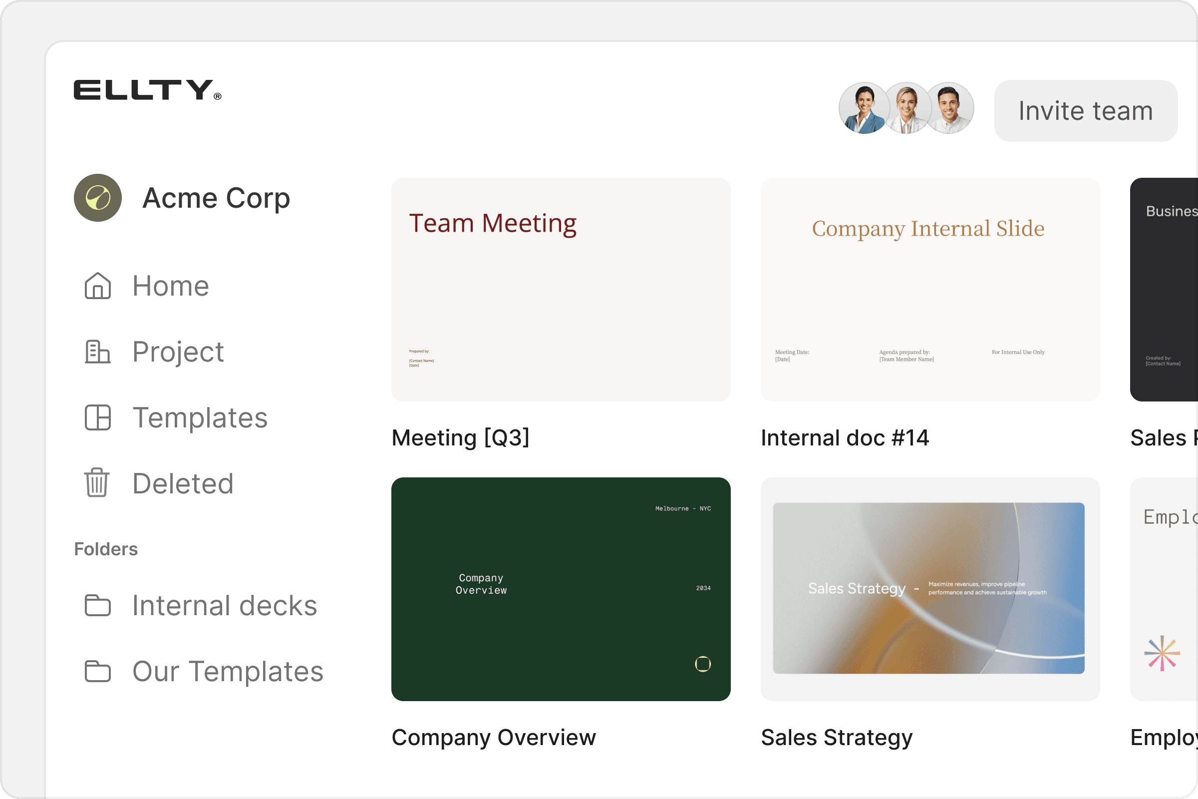 Ellty team dashboard