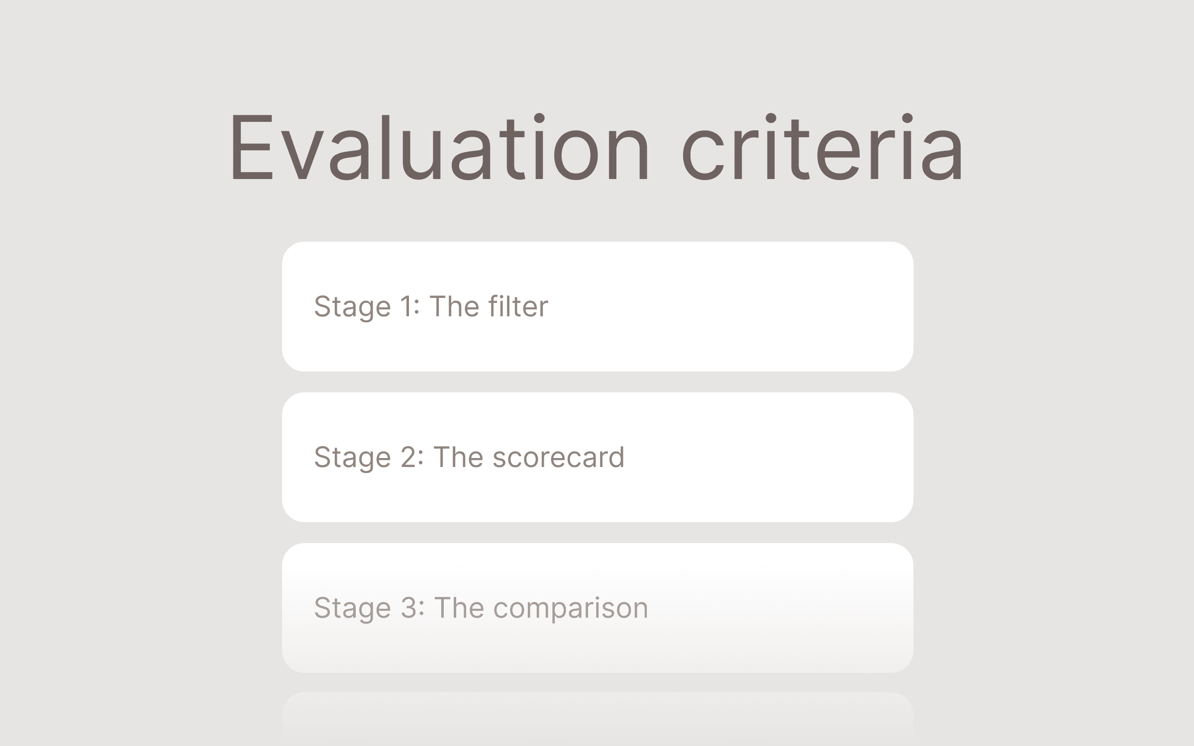 Evaluation criteria