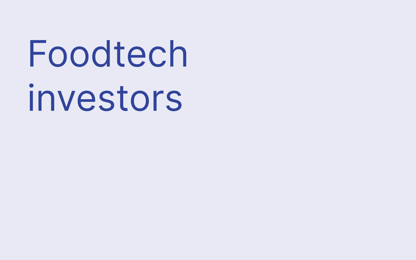 Foodtech investors hero