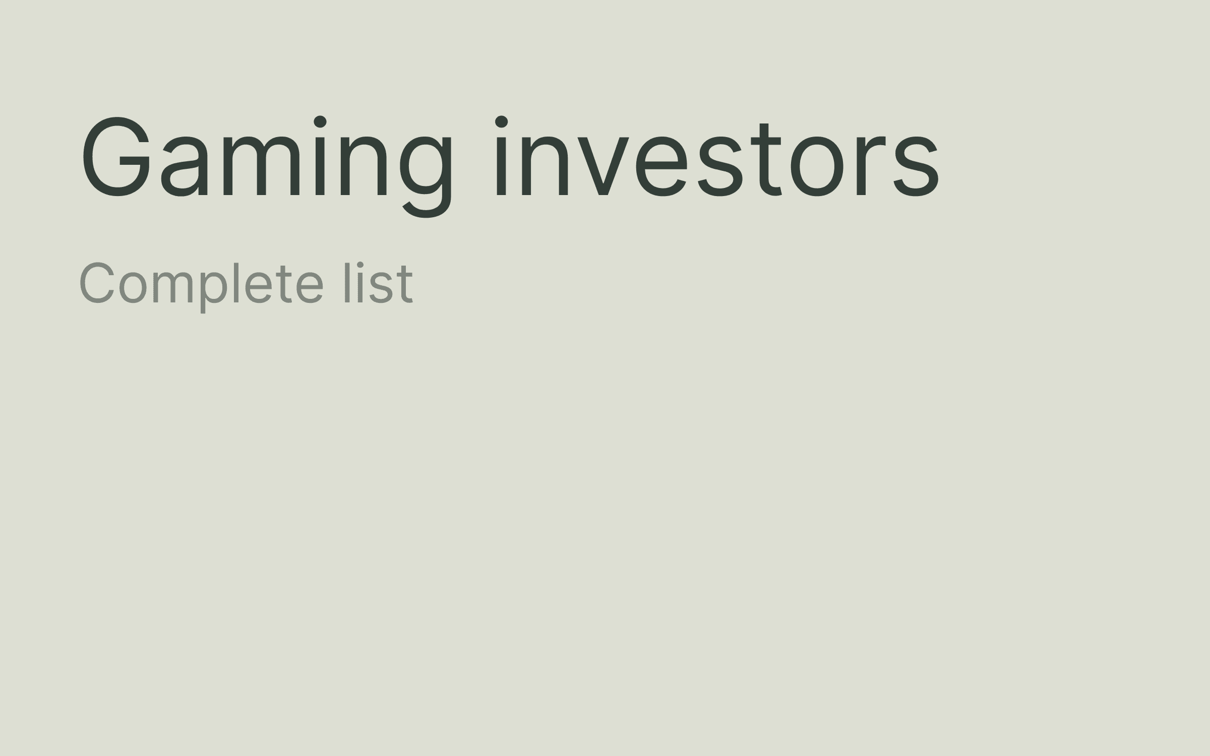 Gaming investors hero