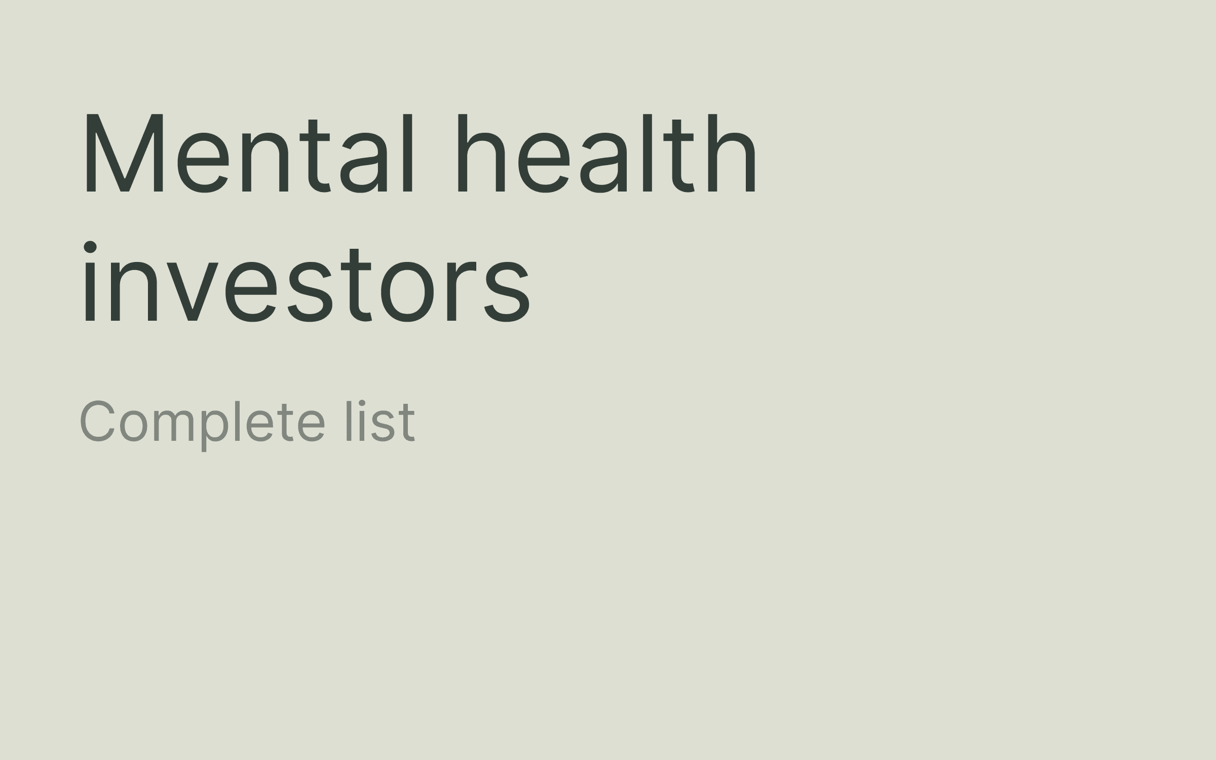 Mental health investors hero