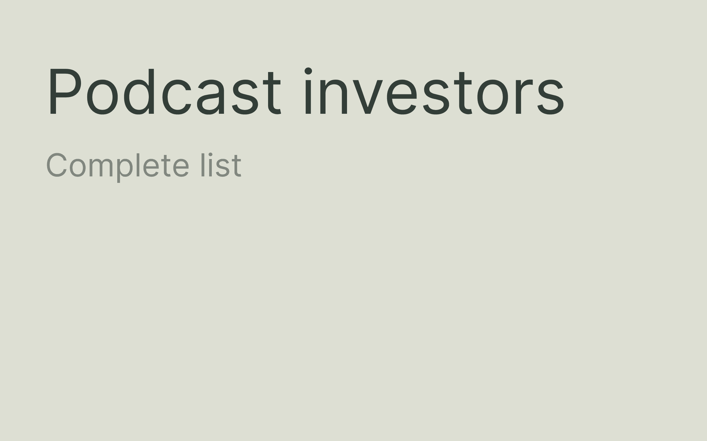 Podcast investors hero