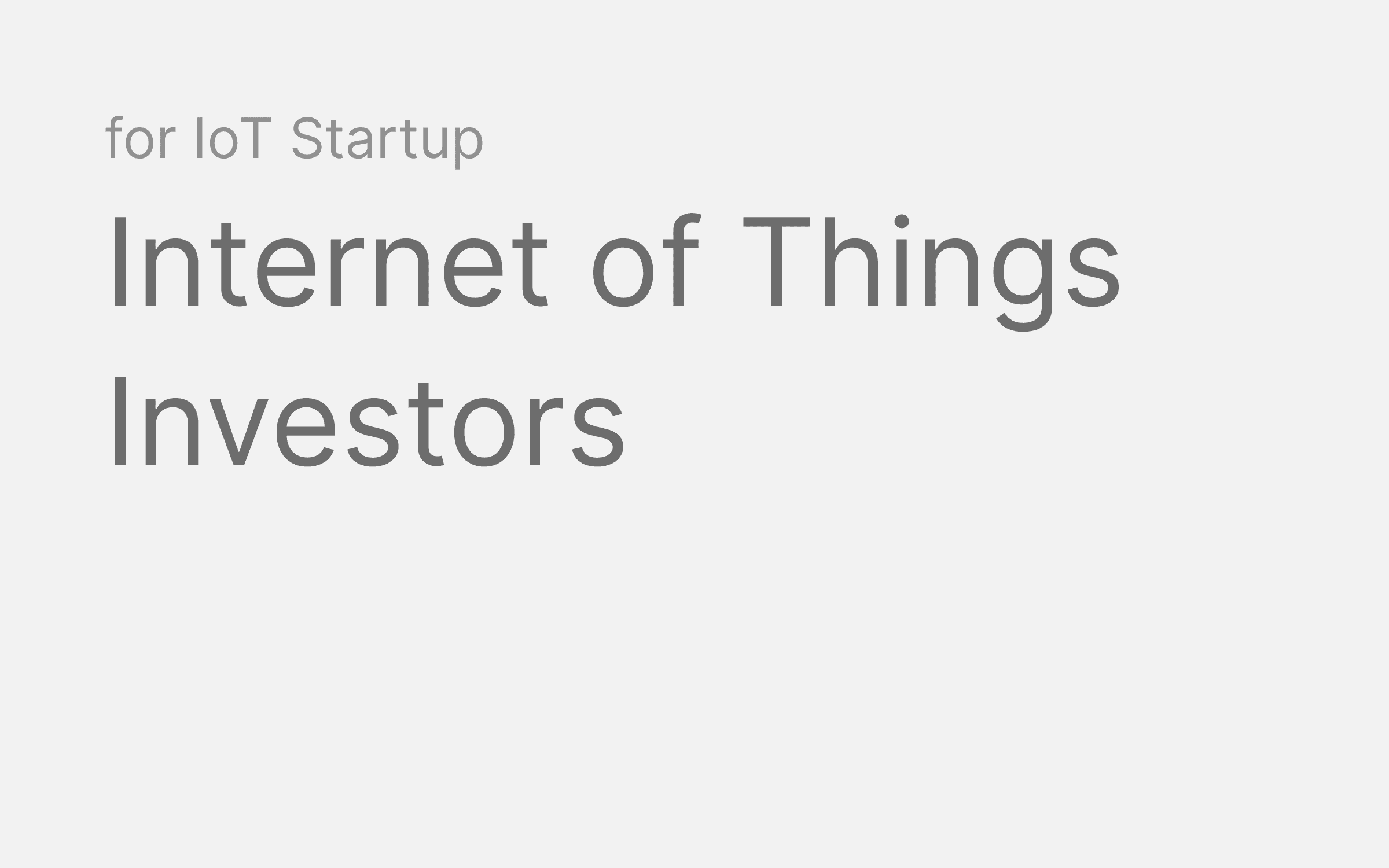 IoT investors list