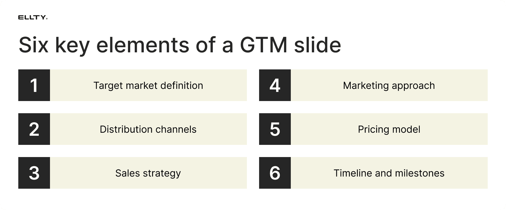 Key elements go-to-market slide