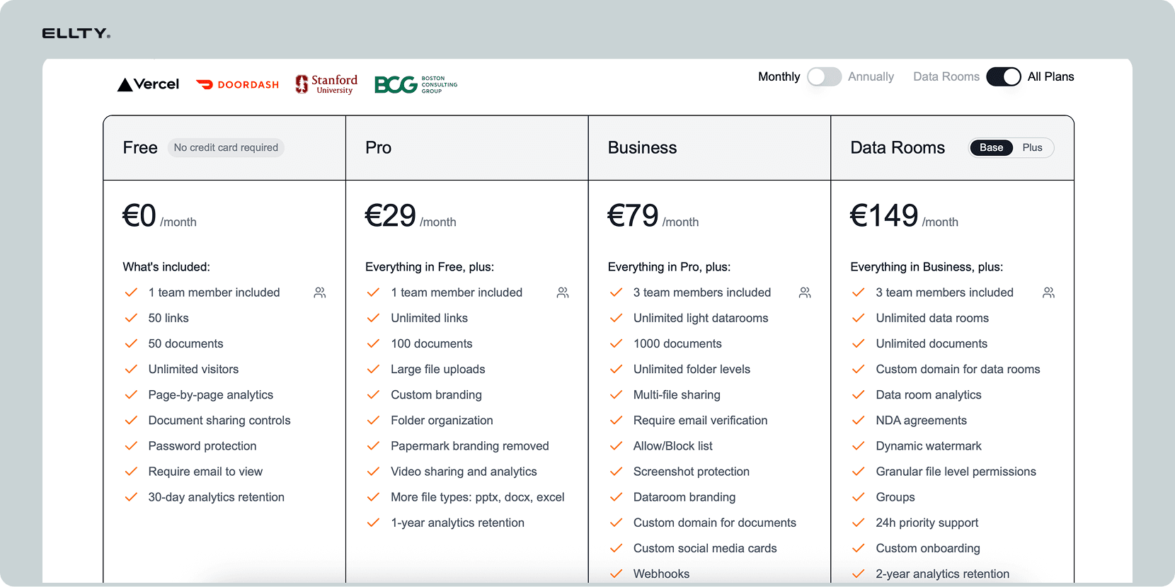 Papermark pricing page