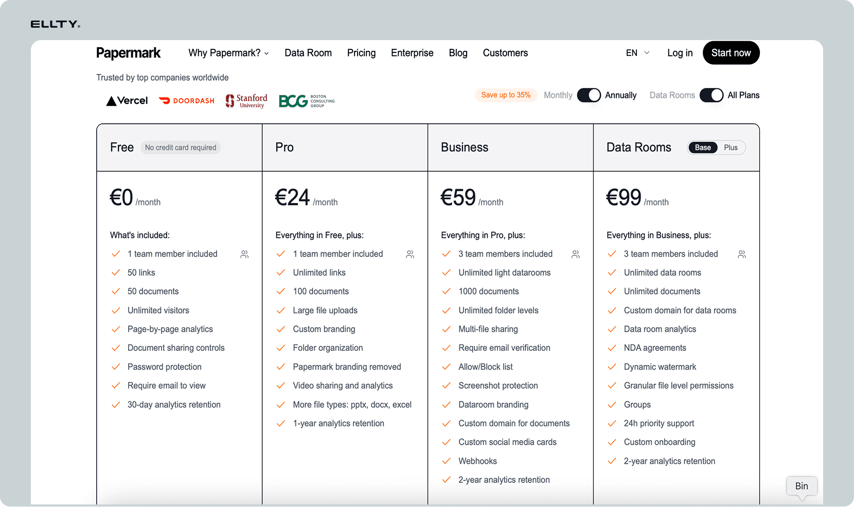 Papermark pricing page