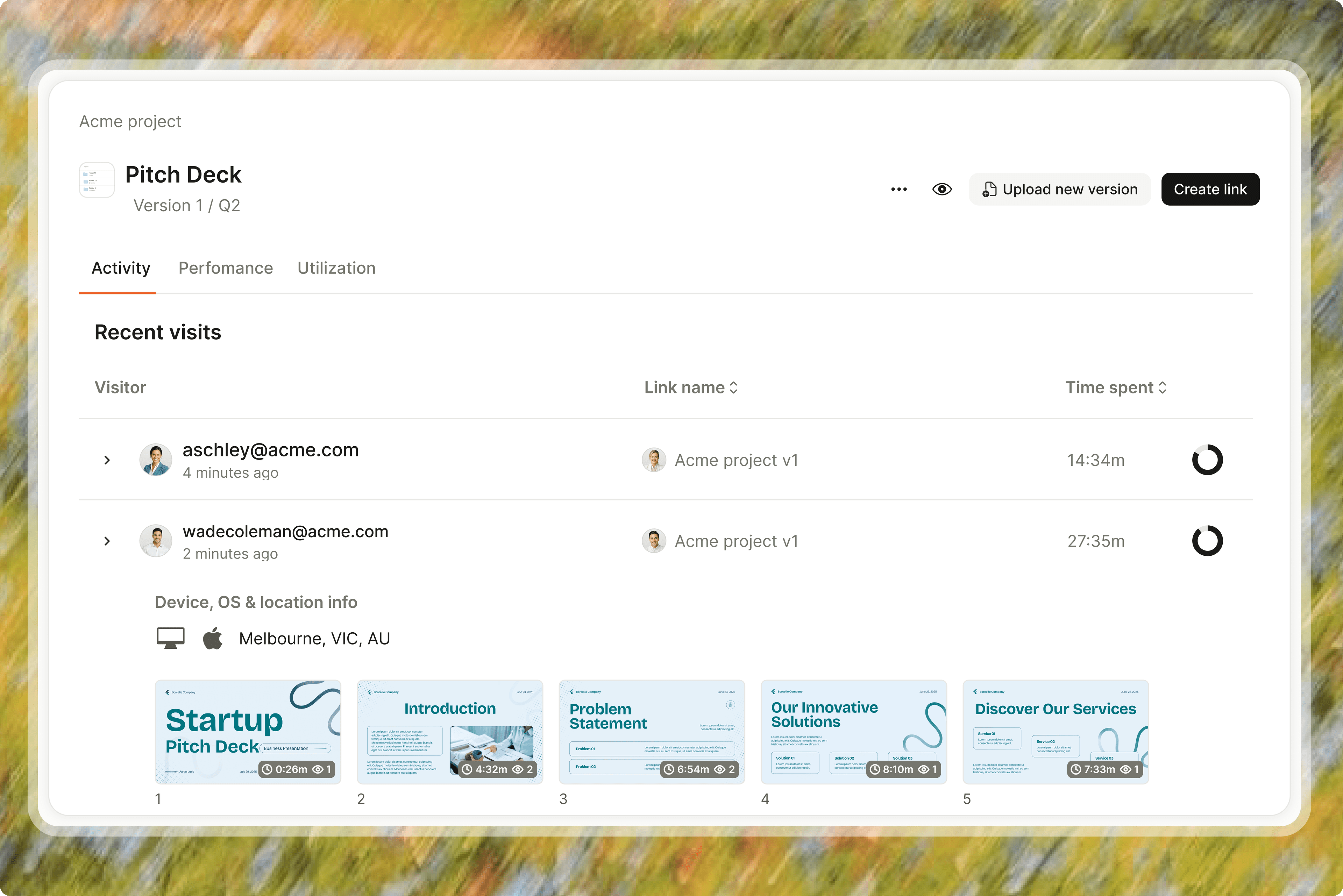 Pitch deck tracking