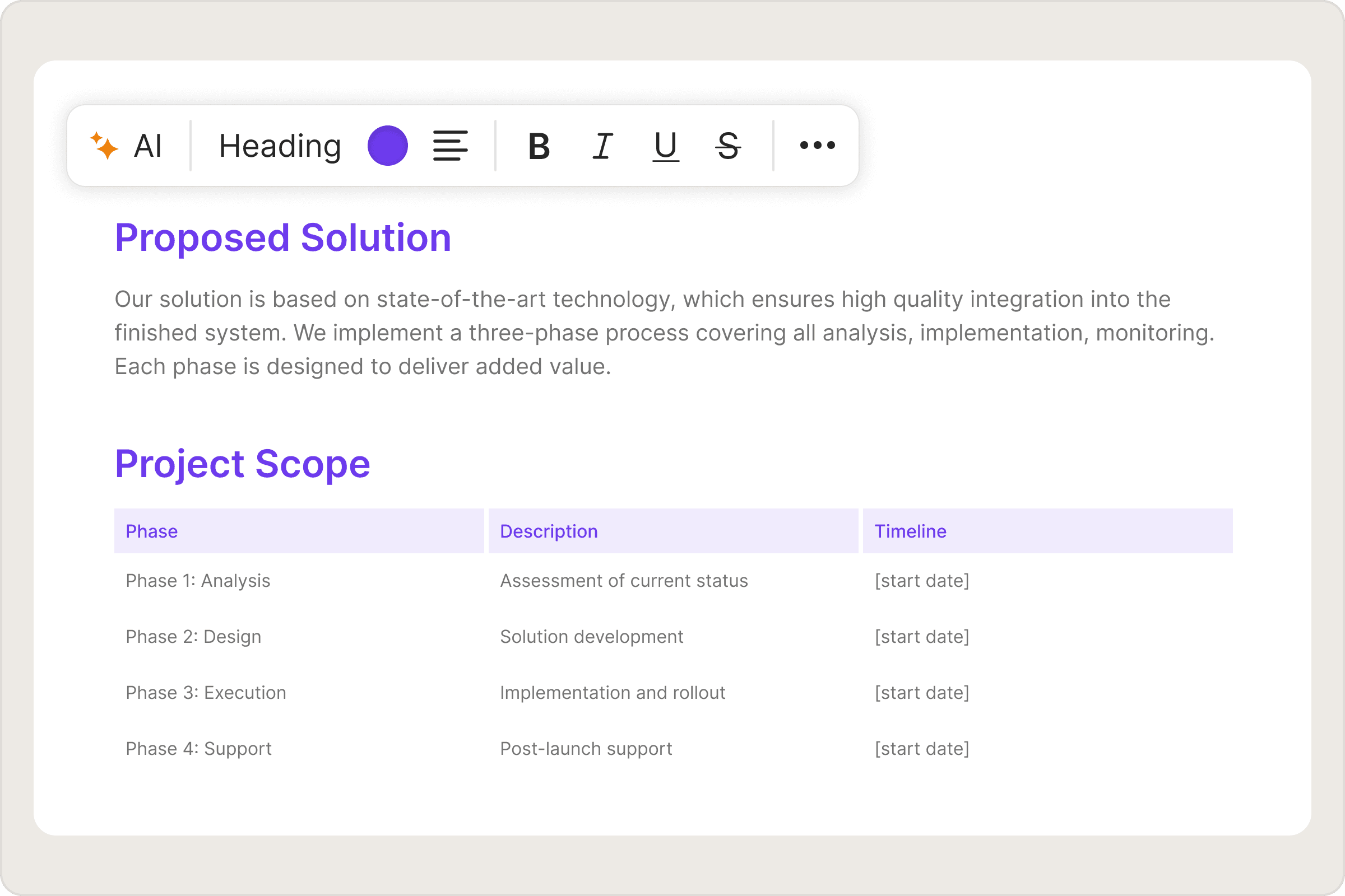 Proposal document editor