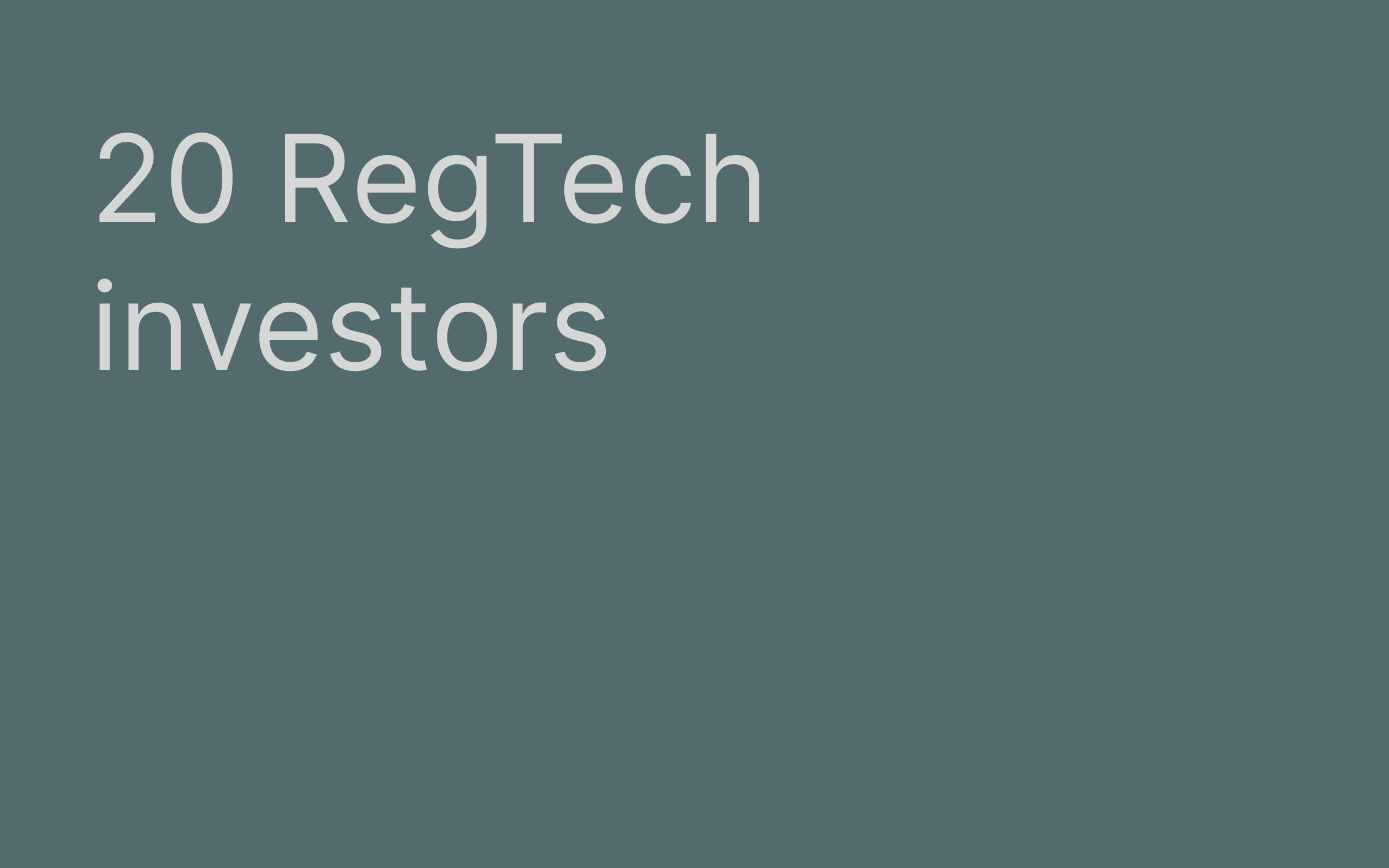 RegTech investors hero image