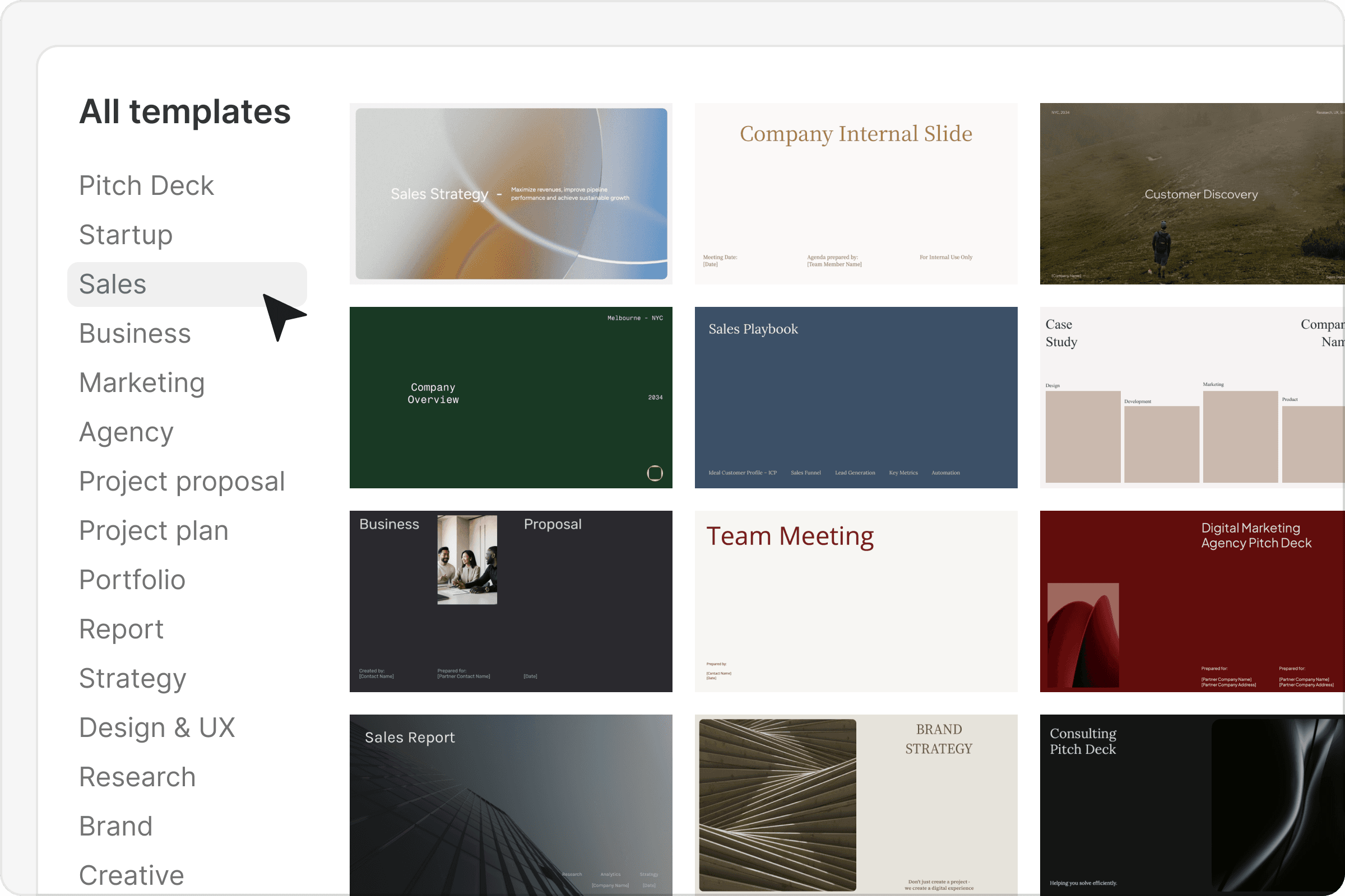 Sales template gallery
