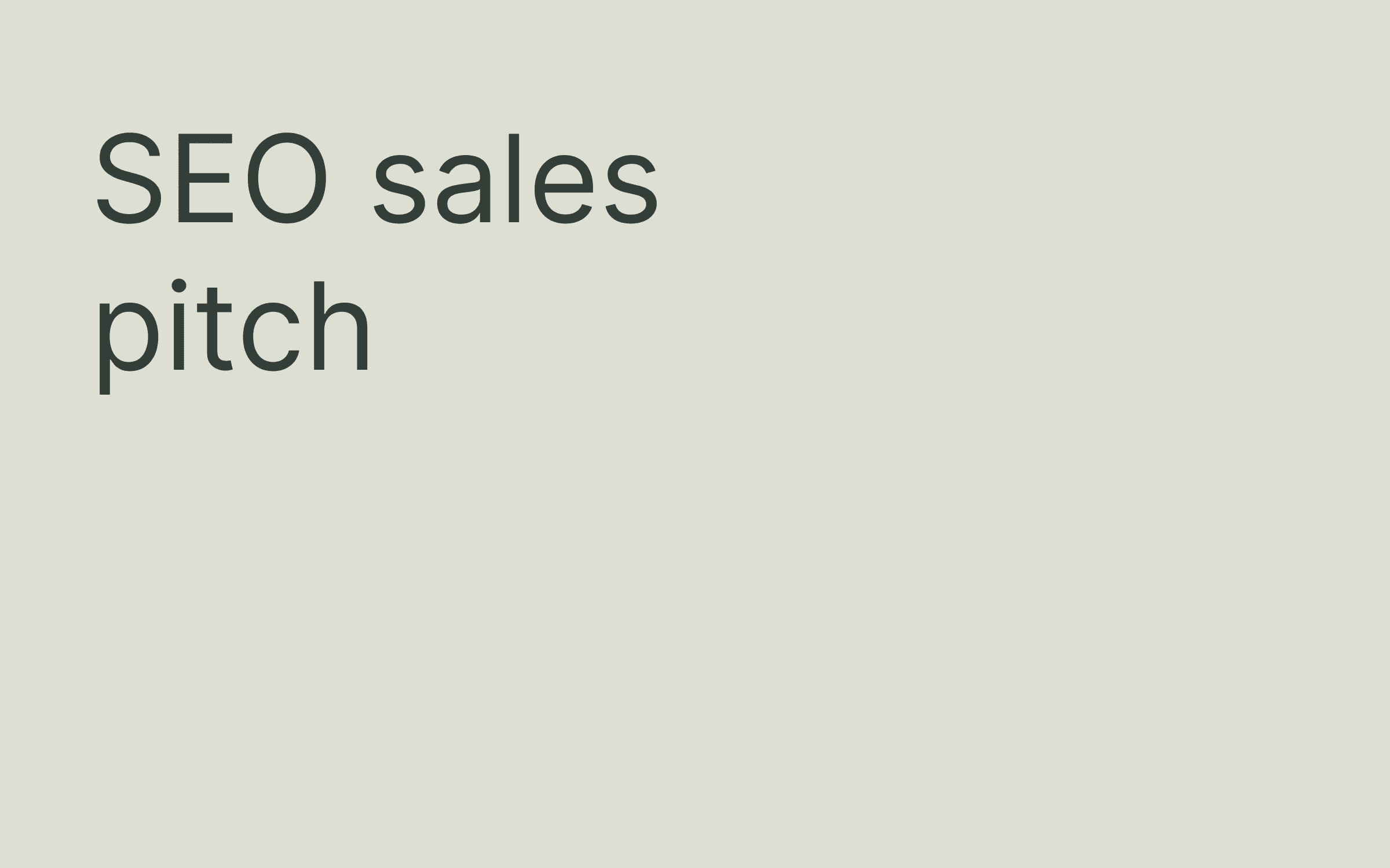 Seo sales pitch