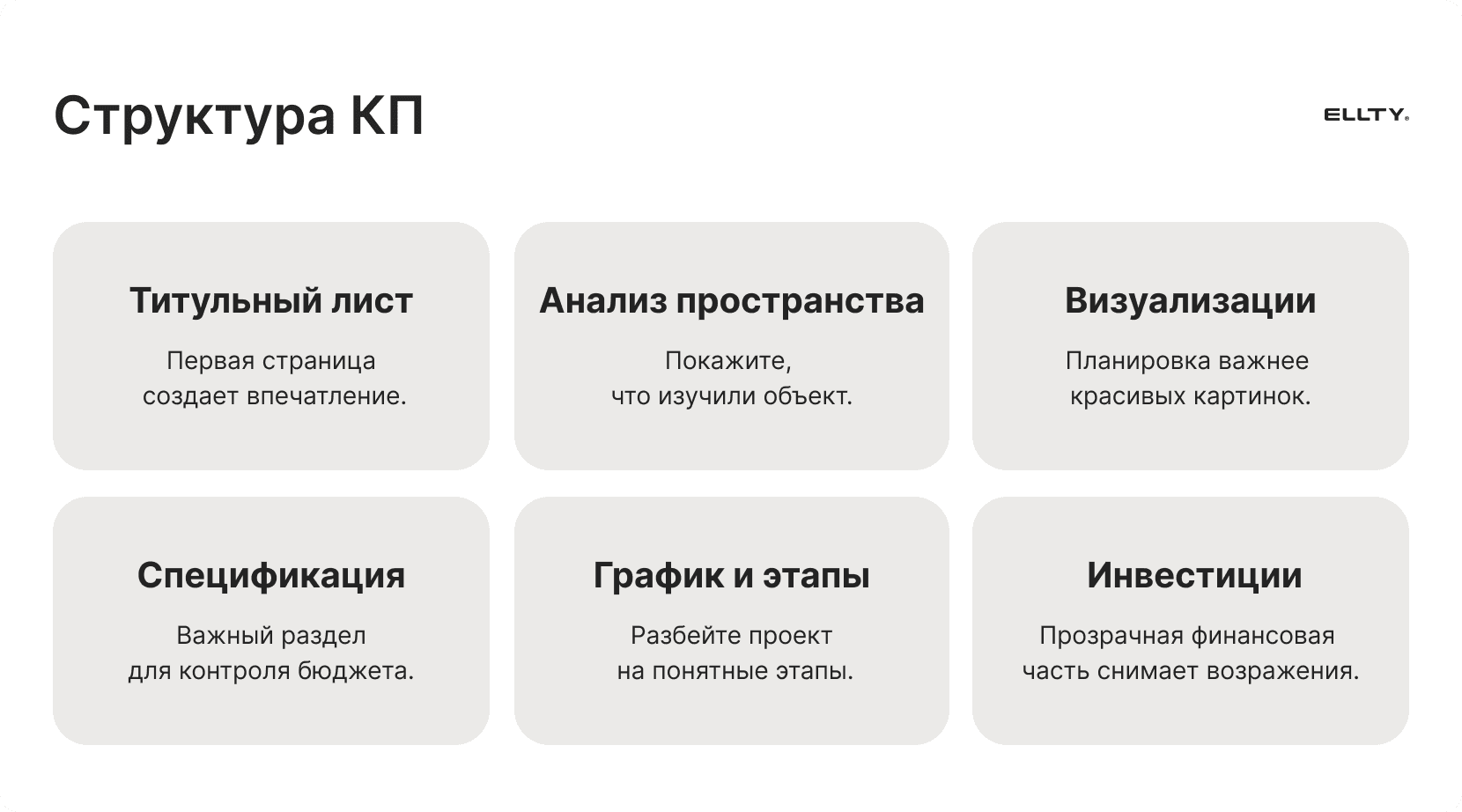 Структура КП для дизайнера интерьера