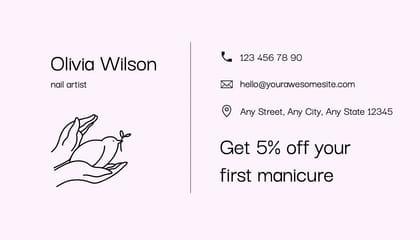 Pink Aesthetic Nail Manicure Business Card