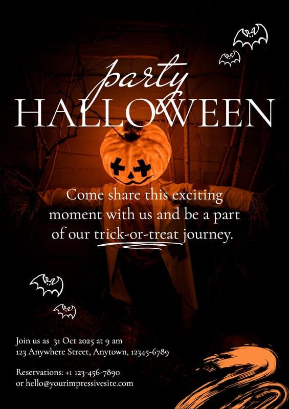 Black And Orange Halloween Party Event Flyer