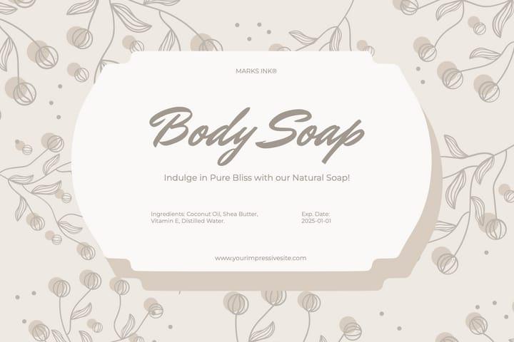 Beige Elegant Body Soap Products Label