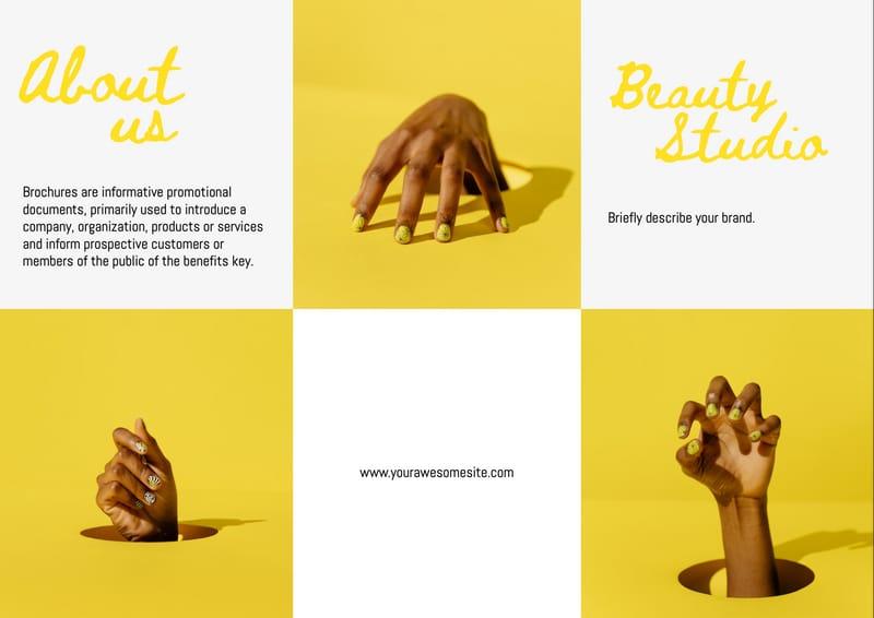 Yellow Nail Beauty Bar Trifold Brochure
