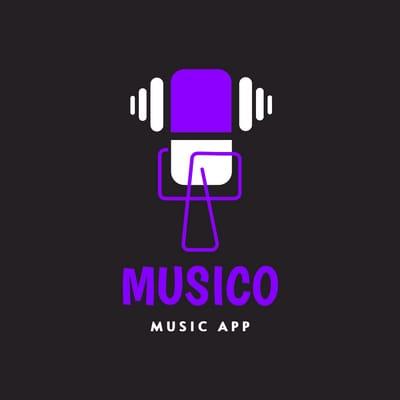 Music App Microphone Illustration Logo