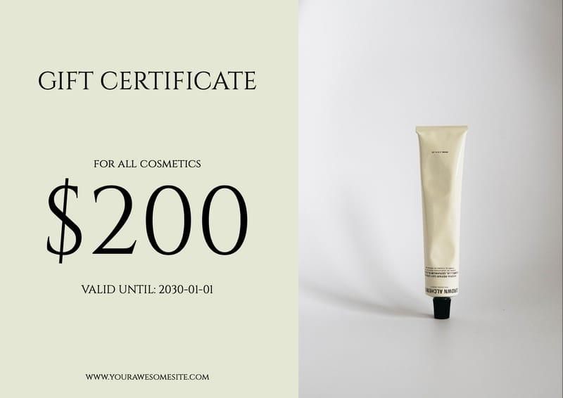 Green Cosmetic Voucher Gift Certificate