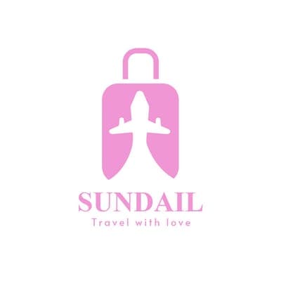 Pink Airplane Suitcase Illustration Travel with love Travel logo