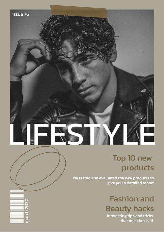 Beige And Brown Mood Man Photo Lifestyle Magazine Cover