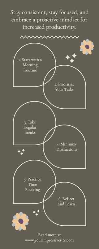 Pastel Brown And Beige Productivity Tips Instruction Infographic