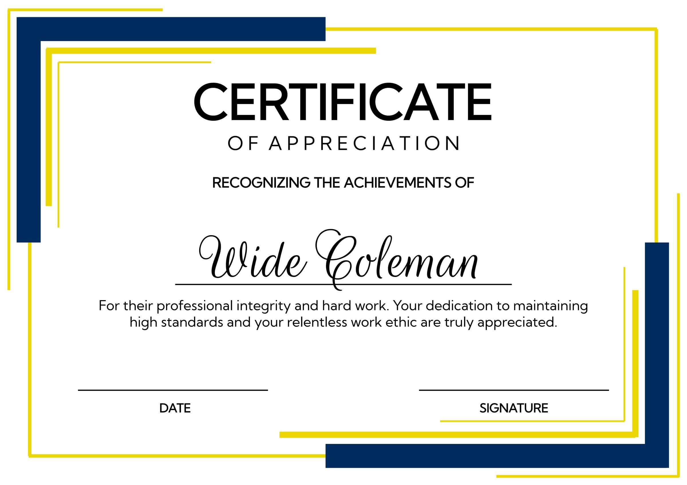 White Minimalist Certificate of Appreciation