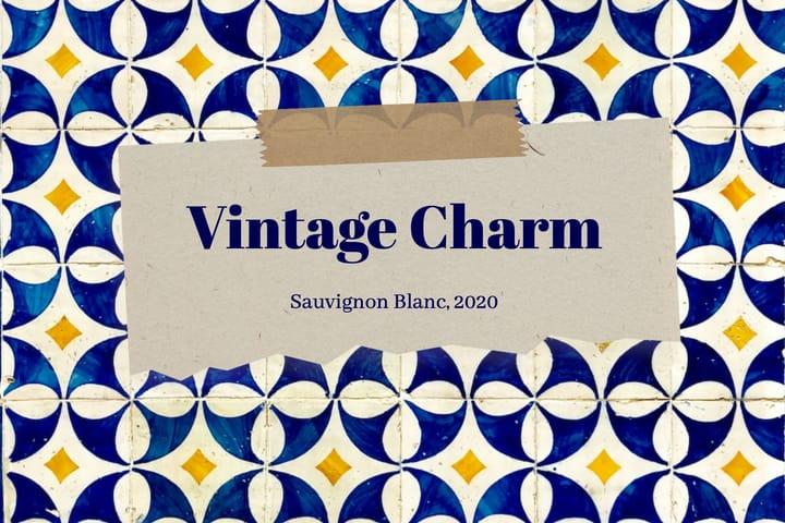 Beige And Blue Pattern Vintage Wine Label