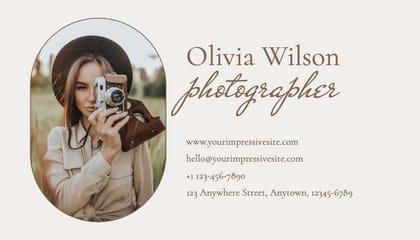 Beige Photo Collage Photography Business Card