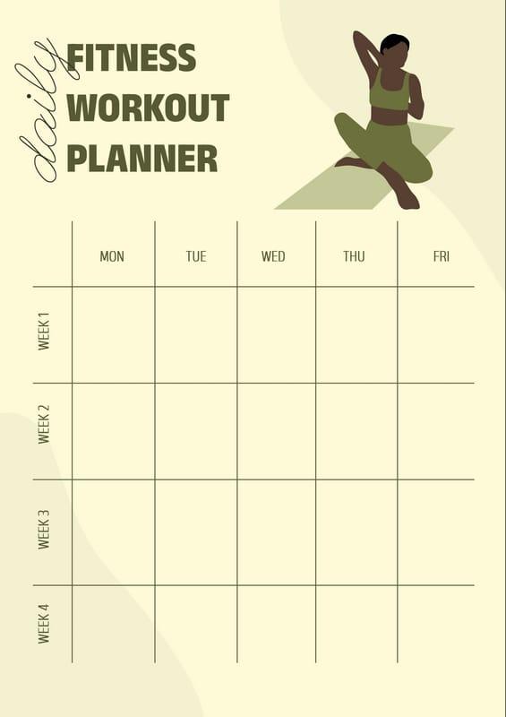 Green Illustration Fitness Workout Daily Planner