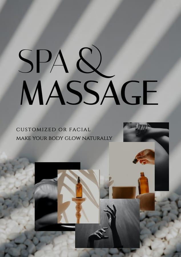 Spa Massage Gray Minimal Poster