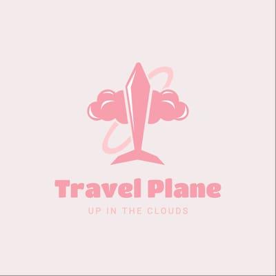 Pink Plane Clouds Illustration Travel logo
