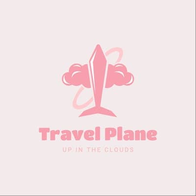 Pink Plane Clouds Illustration Travel logo