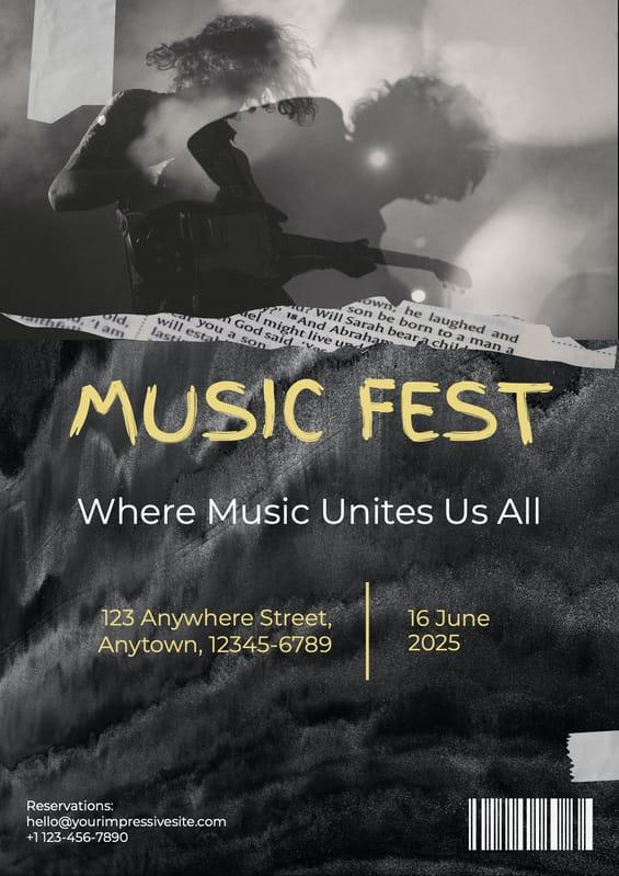 Black And Yellow Grange Music Fest Flyer