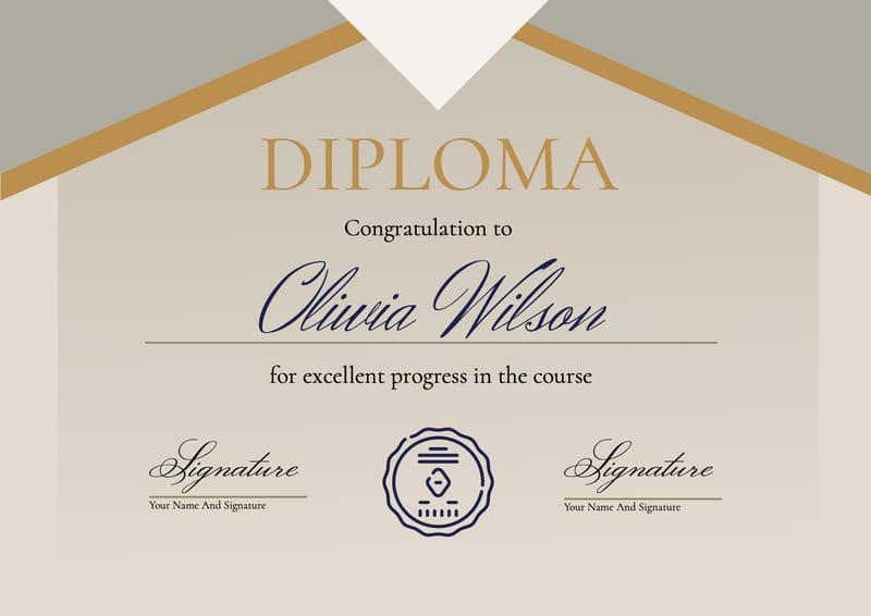 Elegant Minimal Diploma Gold Certificate