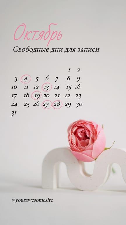 Свободные Даты Для Записи Календарь История в Instagram